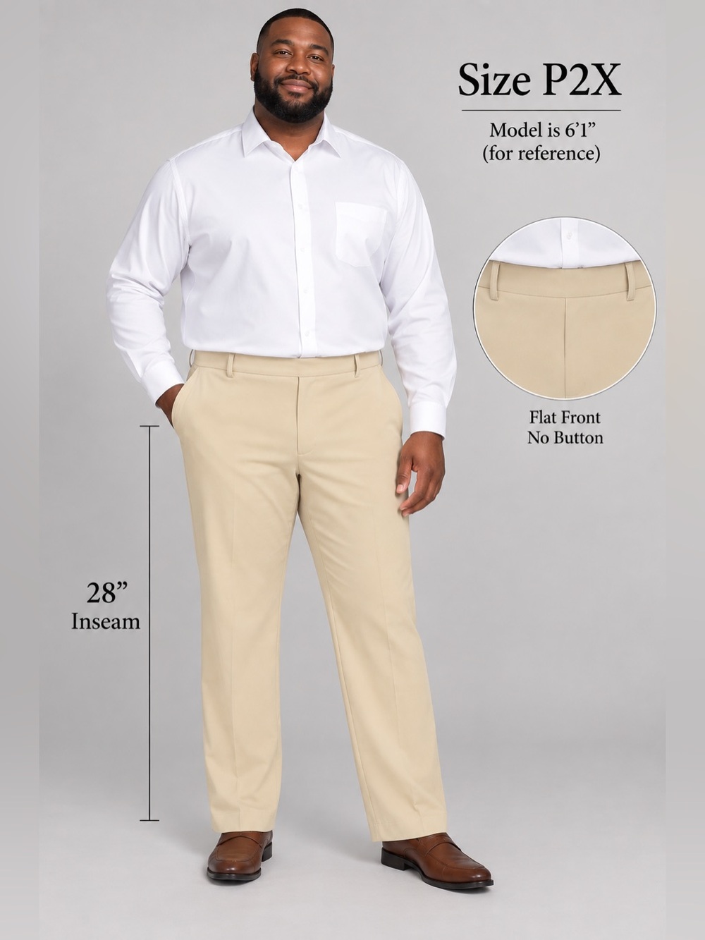 Men's Anthony Original Dress Pants Size P2X - Beige Classic Fit NWT